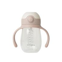 Mother-K HUG PP pagrindo gertuvė su šiaudeliu, Pink Beige, 240 ml.