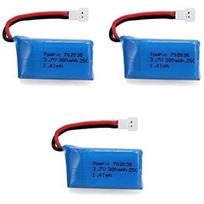 3 vnt. LiPo įkraunamos baterijos 3.7V 380mAh | Suderinamos su HUBSAN X4 H107L/C/D, V252, JXD 385 | Aukštos kokybės, mėlynos mėlyna