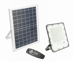 LED prožektorius GTV BRAVOS įkraunamas saulės energija IP65 100W 6400K 1000lm 120°su pultu