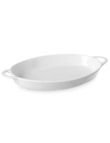 Ovali kepimo indas su rankenomis 270x180x40mm balto porceliano - Hendi 784020