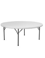 Sulankstomas baltas apvalus maitinimo stalas skm. nuo 180 cm iki 250 kg – Hendi 810941