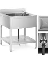 Vienos kameros gastronominė baseino kriauklė su lentyna ir apvadu 70 x 70 x 95 cm