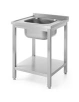 Plieninis stalviršis su viena kriaukle 600x600mm ir lentyna - Hendi 811856