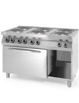 Atskirai pastatoma elektrinė viryklė 6 x 2,6 kW su orkaite GN1/1 3kW plotis 120 cm