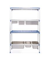 Aliuminio gastronominis laikymo lentynas virtuvei GN1/1 konteineriams, plotis 112cm