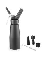 N2O Kitchen Line plaktos grietinėlės sifonų rinkinys + 3 purkštukai 0,5L - juodas - HENDI 588420