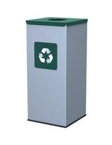 Metalo atliekų rūšiavimo dėžė 30x30x70cm 60L STIKLAS - žalias dangtelis