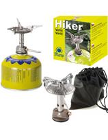 Lengviausia turistinė viryklė dujų kasetėms (vožtuvu arba sriegiu) HIKER 70gramų 2,4 kW