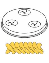 Makaronų gaminimo koštuvo FUSILLI antgalis išgręžia 5 skylutes sk. 9 mm MPF2.5/4 – Hendi 229361