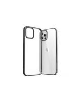 NBS itin plonas skaidrus dėklas su metaliniu rėmeliu, skirtas iPhone Pro Max 12 juodas