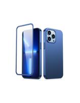 Dėklas iPhone 13 Pro Max, galinis ir priekinis dangtelis + grūdintas stiklas, mėlynas
