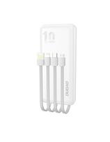 Powerbank K6Pro 10000mAh universalus su USB-C microUSB Lightning laidu, baltas