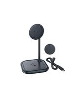 2in1 Qi 15W belaidis įkroviklis ir stovas iPhone ir Apple AirPods E6 juodas