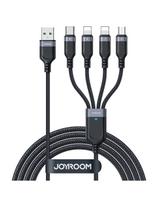 4in1 kabelis USB-A – USB-C 2x iPhone Lightning microUSB 1,2m juodas
