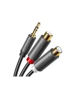 Kabelio garso lizdo adapterio kabelis 3,5 mm kištukas - 2x RCA lizdas, 0,25 m pilkas