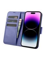 2 viename odinis atverčiamas dangtelis iPhone 14 Pro Max Anti-RFID piniginės dėklas Šviesiai violetinis