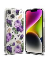 Šarvuotas korpuso dangtelis su gelio rėmeliu iPhone 14 Plus Fusion Design Purple Rose skaidrus