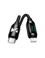 iPhone USB-C - Lightning kabelis su LED ekranu 36W 2m juodas