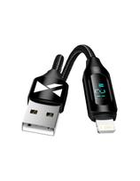 iPhone USB-A - žaibo laidas su LED ekranu 2.4A 1m juodas