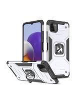 Šarvuotas dėklas su dangteliu + magnetinis laikiklis Samsung Galaxy A22 4G Ring Armor, sidabrinis