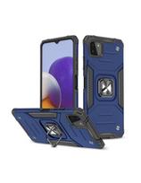 Šarvuotas korpuso dangtelis + magnetinis laikiklis Samsung Galaxy A22 4G Ring Armor mėlynai