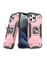 Šarvuotas dėklo dangtelis + magnetinis laikiklis iPhone 13 Pro Max Ring Armor rožinis