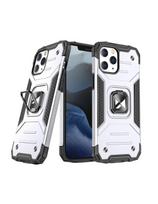 Šarvuotas dėklas su dangteliu + magnetinis laikiklis iPhone 13 mini Ring Armor, sidabrinis