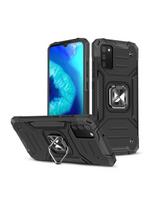 Šarvuotas dėklas su dangteliu + magnetinis laikiklis Samsung Galaxy A03s Ring Armor, juodas