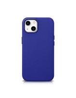 iPhone 14 magnetinis odinis dėklas su MagSafe Litchi Premium Leather Case tamsiai mėlynu dėklu