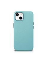 iPhone 14 Plus magnetinis odinis dėklas su MagSafe Litchi Premium Leather Case žalia spalva