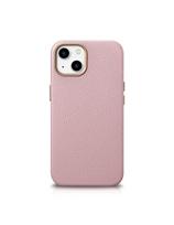 iPhone 14 Plus magnetinis odinis dėklas su MagSafe Litchi Premium Leather Case rožiniu dėklu