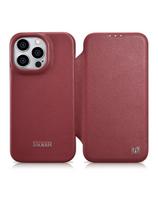 Odinis dėklas iPhone 14 Pro su magnetiniu atvartu MagSafe CE Premium Leather bordo spalvos