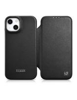 Odinis dėklas iPhone 14 Plus su magnetiniu atvartu MagSafe CE Premium Leather juoda