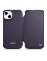 Odinis dėklas iPhone 14 Plus su magnetiniu atvartu MagSafe CE Premium Leather violetinė