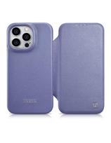 iPhone 14 Pro Max magnetinis atverčiamas dėklas MagSafe CE Premium Leather šviesiai violetinis
