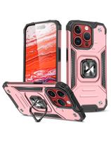 Šarvuotas dėklas su pirštų laikikliu iPhone 15 Pro Max Ring Armor, rožinis auksas