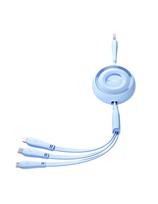 3in1 Colorful Series USB-A į USB-C / iPhone Lightning / microUSB ištraukiamas kabelis 1m mėlynas