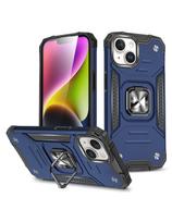 Šarvuotas dėklas su pirštų laikikliu iPhone 15 Plus Ring Armor mėlynas