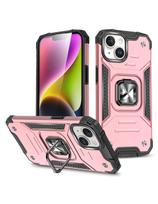 Šarvuotas dėklas su pirštų laikikliu iPhone 15 Plus Ring Armor, rožinis auksas