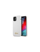 Guess Metal Logo Script dėklas iPhone 12 mini - baltas