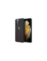 Ferrari Off Track Leather Nylon Stripe dėklas, skirtas Samsung Galaxy S21+ - juodas