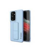 Wozinsky Kickstand Case Silikoninis stovo dėklas, skirtas Samsung Galaxy S21 Ultra 5G Šviesiai mėlynas