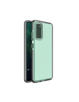 Spring Case padengtas gelio dėklas su spalvingu rėmeliu, skirtas Samsung Galaxy A02s EU juodai