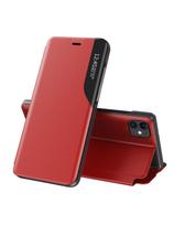 Elegantiškas Eco Leather View Case dėklas su atvartu ir stovo funkcija, skirtas iPhone 13 Pro Max raudonas