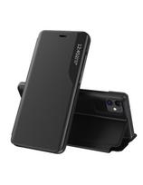 Eco Leather View Case, elegantiškas dėklas su atvartu ir stovo funkcija, skirtas iPhone 13 Pro, juodas