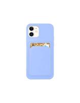 Card Case silikoninis piniginės dėklas su kortelių kišene ir dokumentais Samsung Galaxy A72 4G violetinė