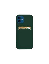 Card Case silikoninis piniginės dėklas su kortelei ir dokumentais Samsung Galaxy A22 4G tamsiai žalia