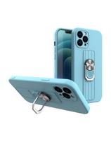 Ring Case silikoninis dėklas su pirštų laikikliu ir stovu iPhone 11 Pro Max šviesiai mėlynas