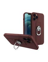 Ring Case silikoninis dėklas su pirštų laikikliu ir stovu iPhone 13 mini rudas