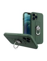Ring Case silikoninis dėklas su pirštų laikikliu ir stovu Samsung Galaxy A42 5G tamsiai žaliai